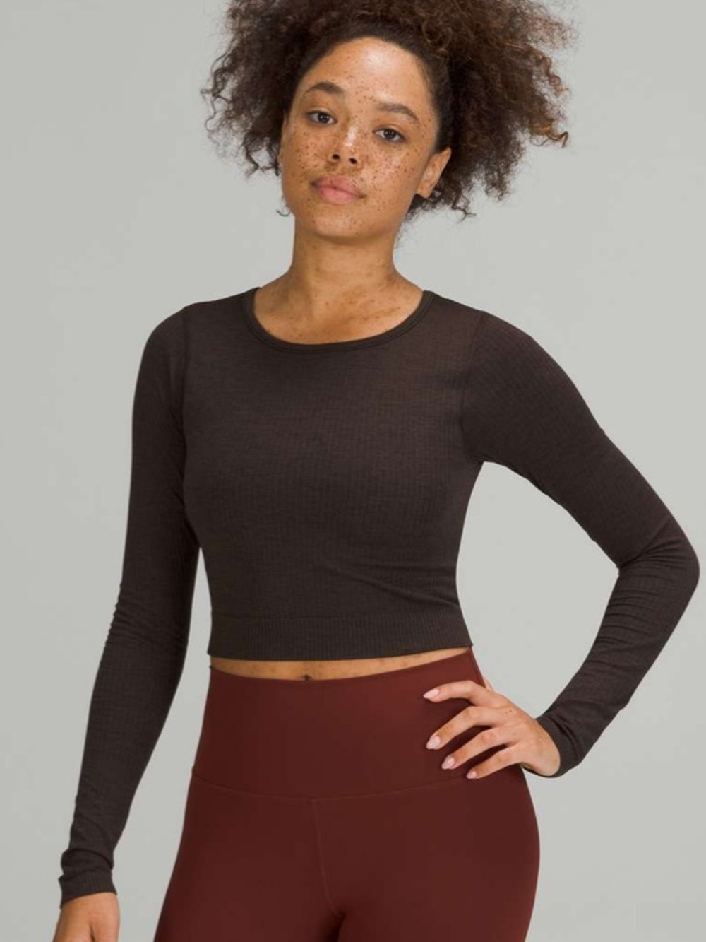 lululemon athletica Ebb to Street Long Sleeve Top - French Press (Dark Brown) - Picture 2 of 10